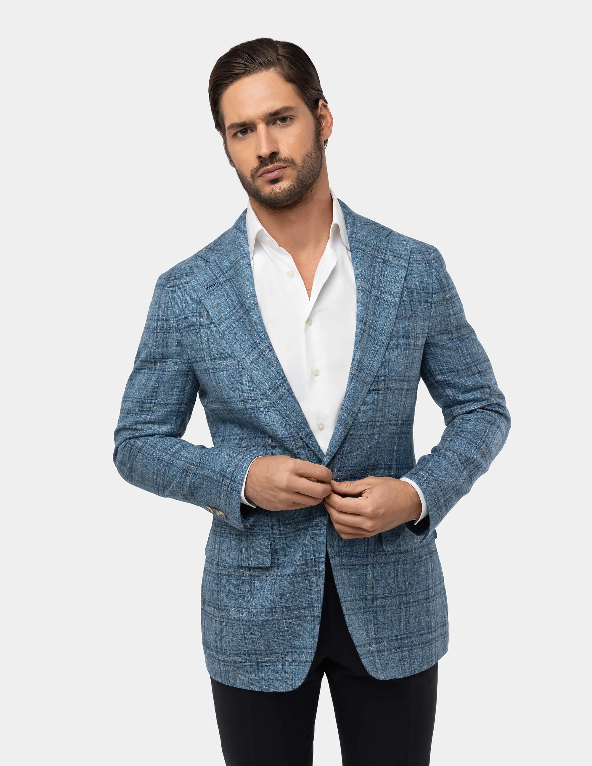 Textured Light Blue Notch Jacket