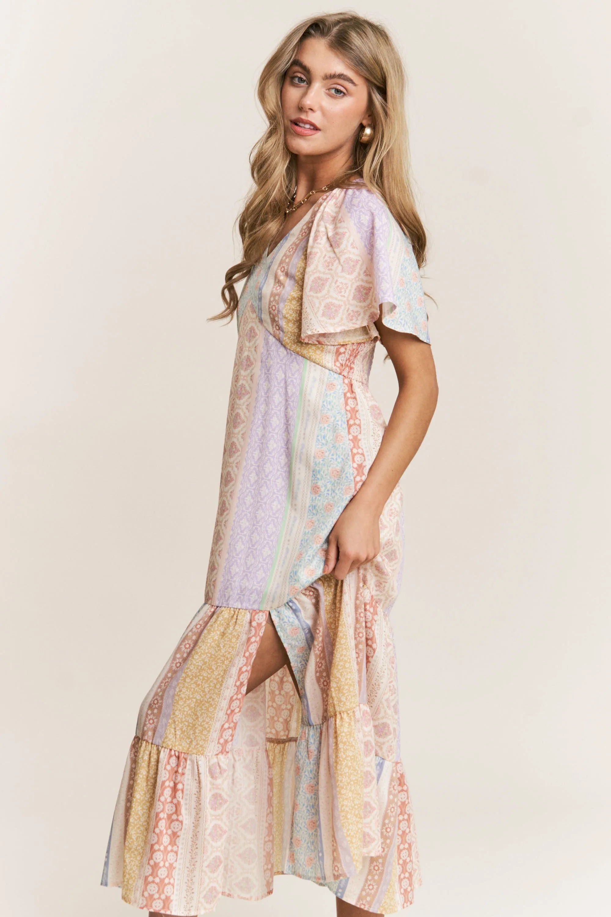 The Candace Pastel Patchwork Dress