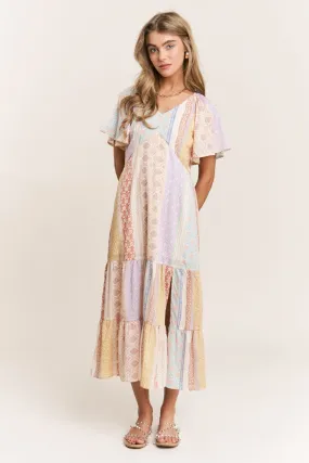 The Candace Pastel Patchwork Dress