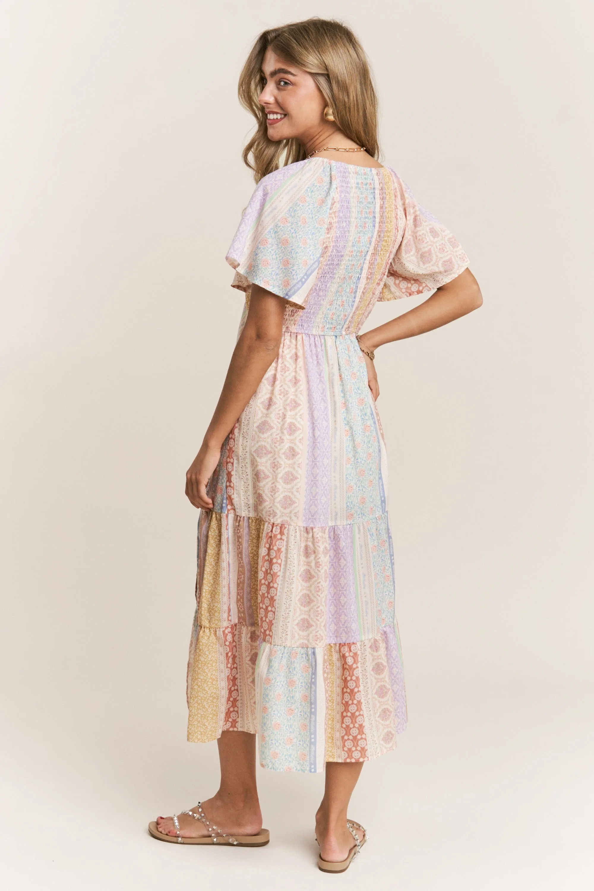 The Candace Pastel Patchwork Dress