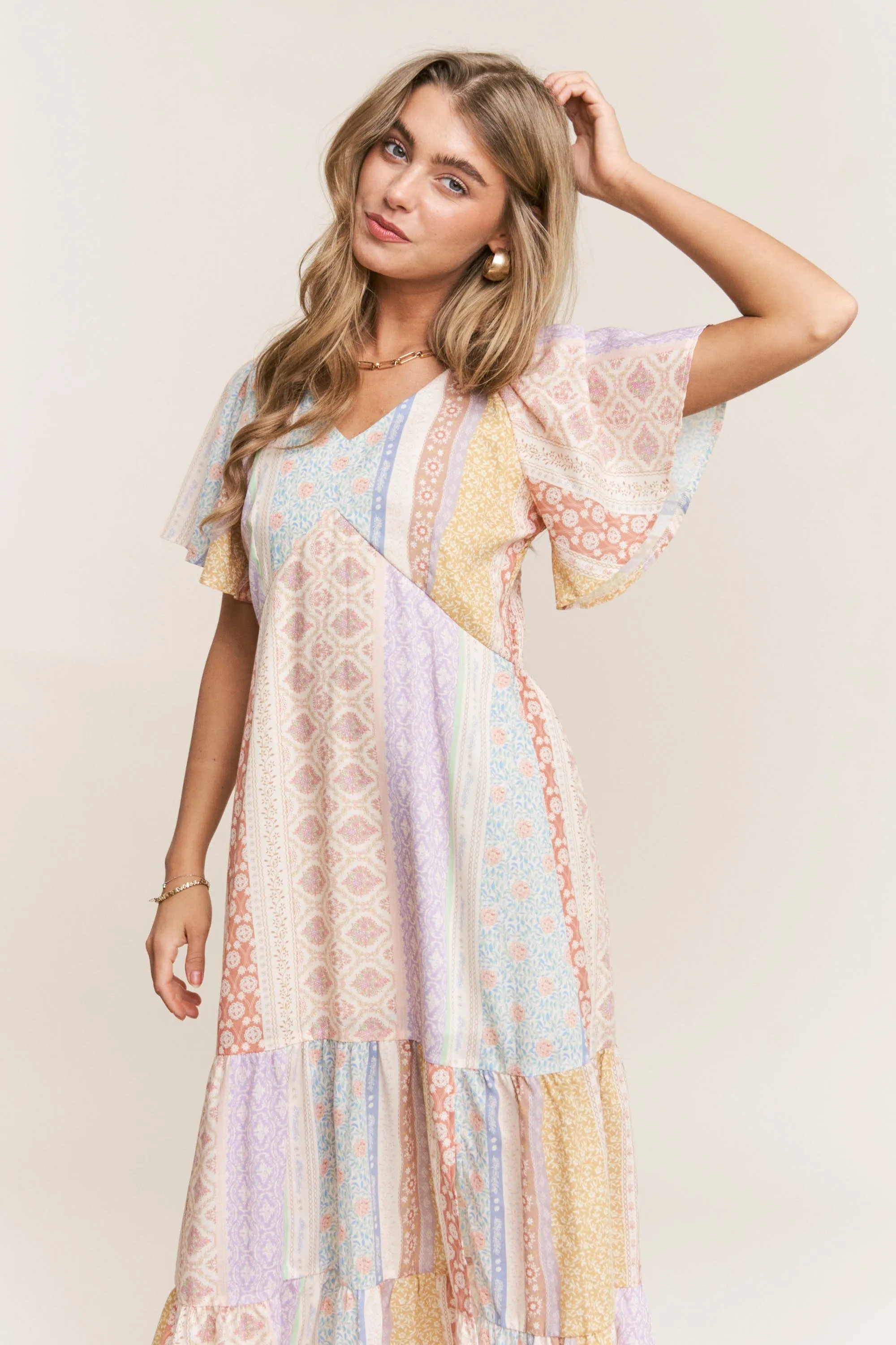 The Candace Pastel Patchwork Dress