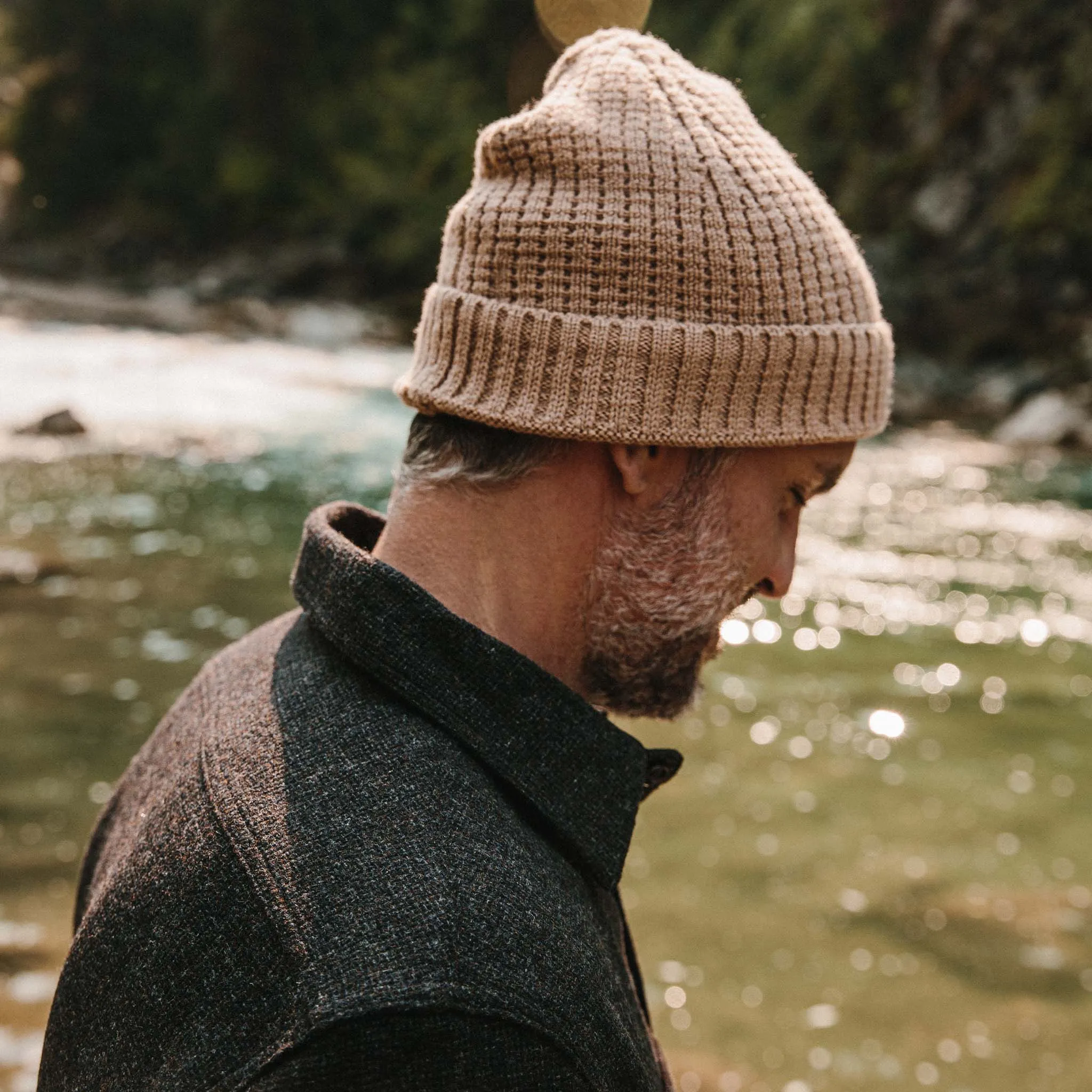 The Waffle Beanie in Camel Merino