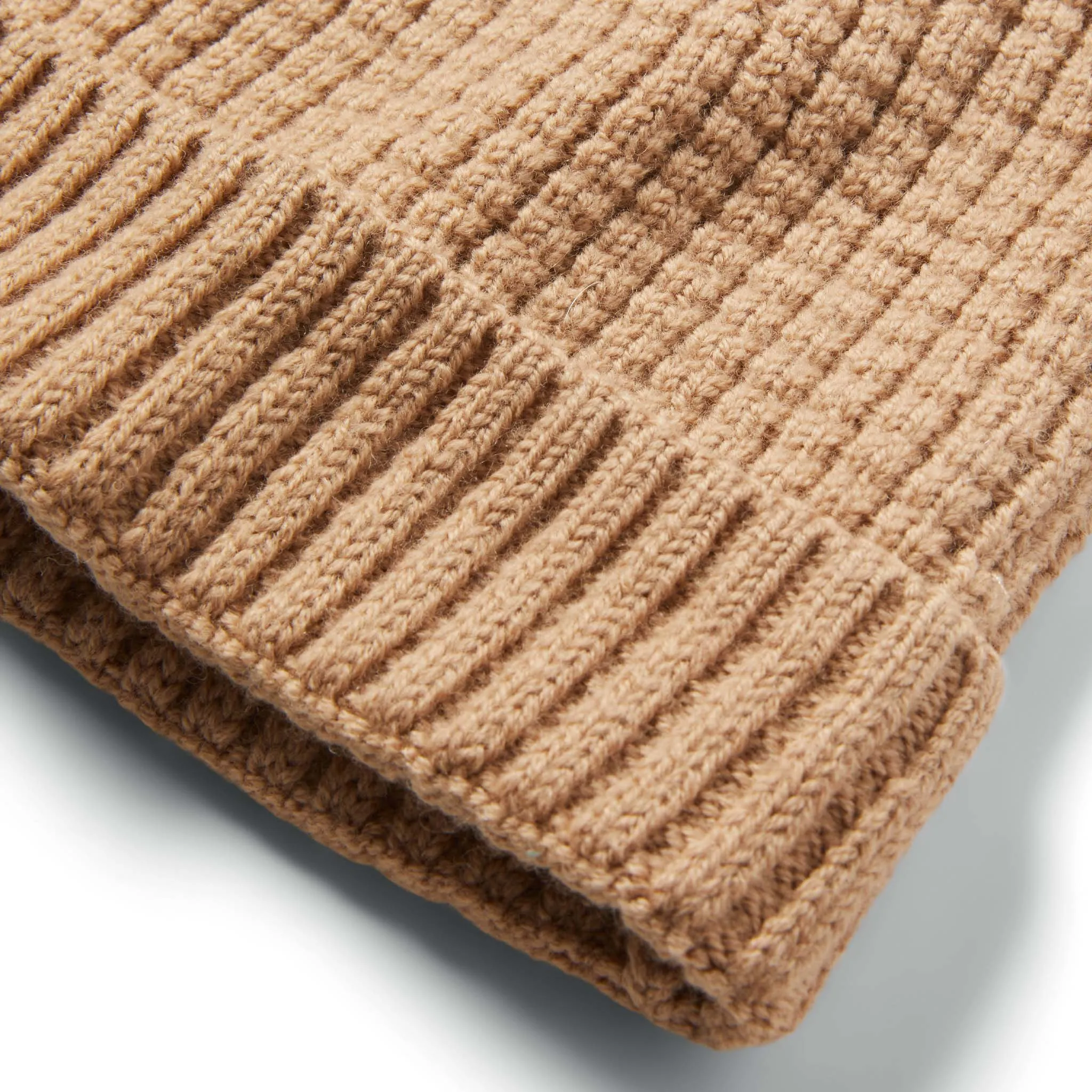 The Waffle Beanie in Camel Merino