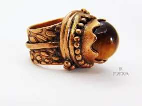 Tigers Eye Gemstone Statement Protection US Size 6.75 -7 Ring