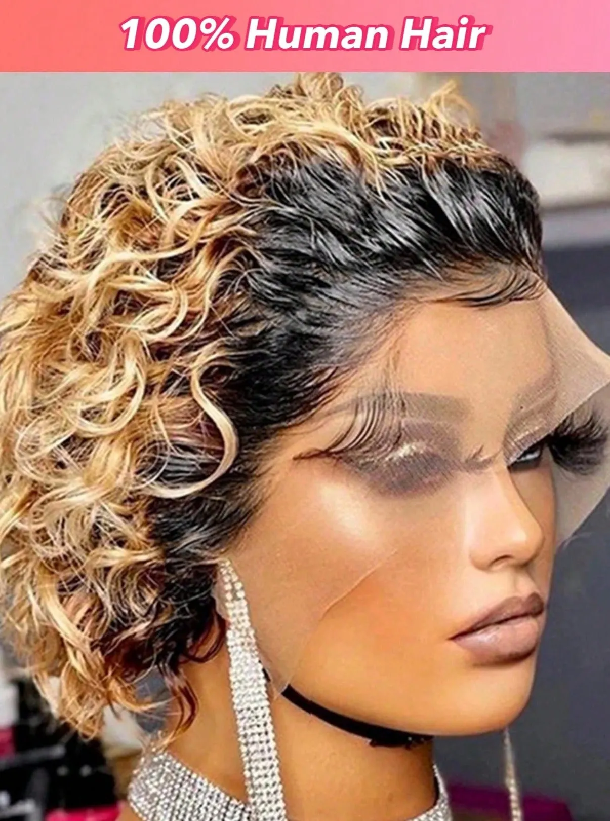 Transparent Lace Deep Wave Pixie Cut 13 X 1 Lace Front Wig