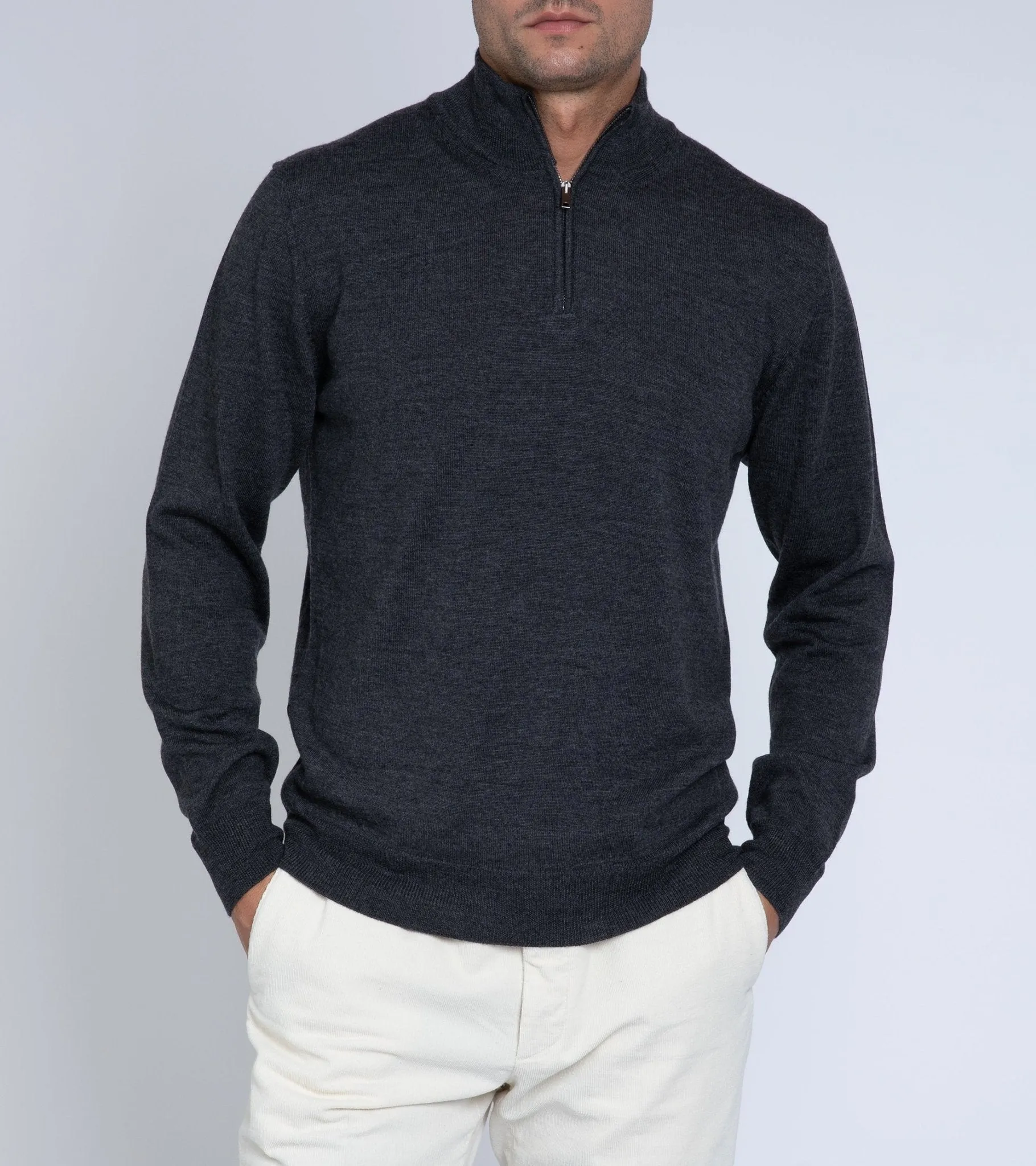 Trunk Trebeck Merino Half Zip Sweater: Charcoal