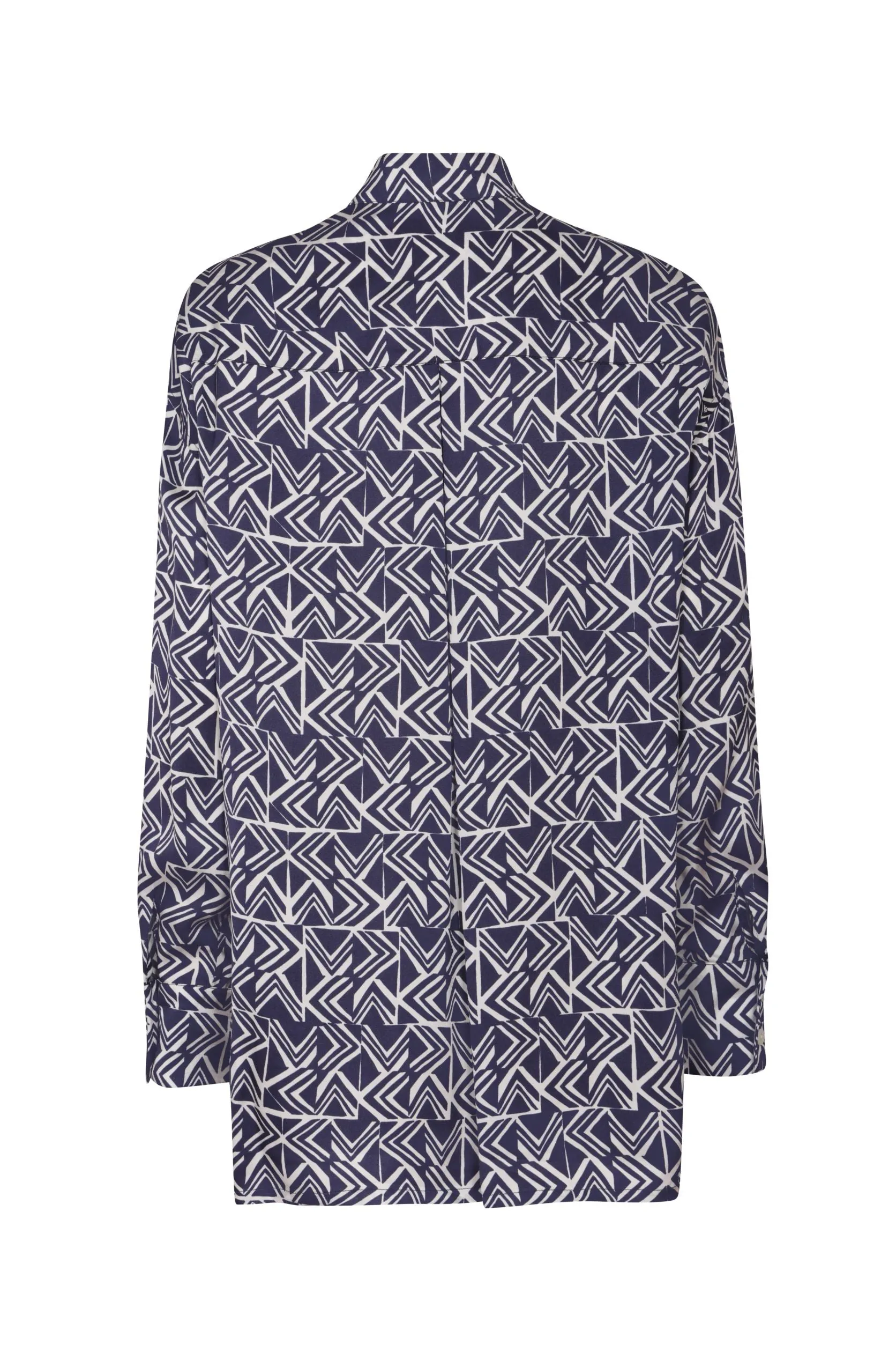 Tunic Shirt in Navy Geometric Print - Capri