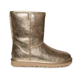 UGG Classic Short Metallic Sparkle Soft Gold Boots - Women's