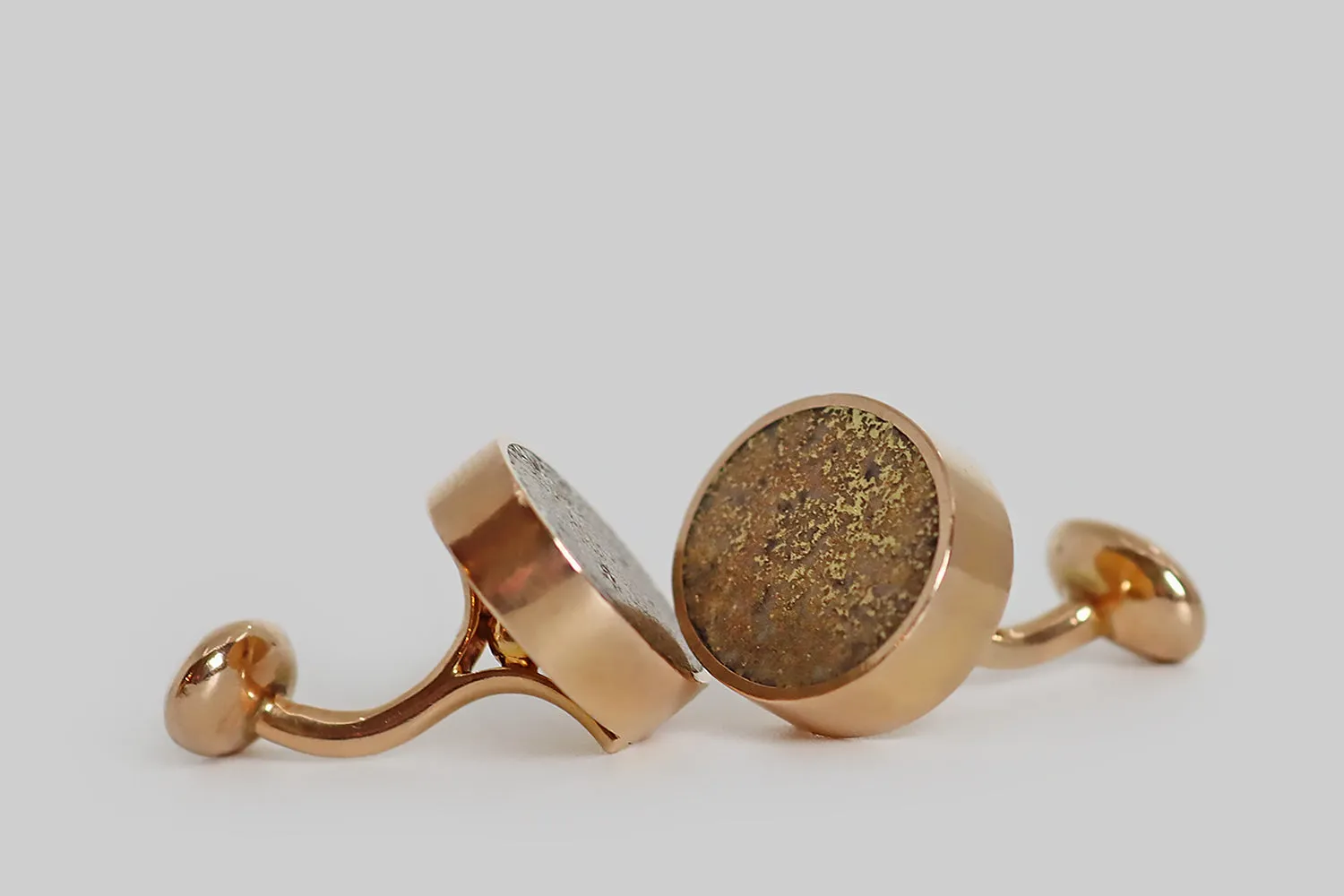 Victorian Webbed Gold-in-Quartz Cufflinks