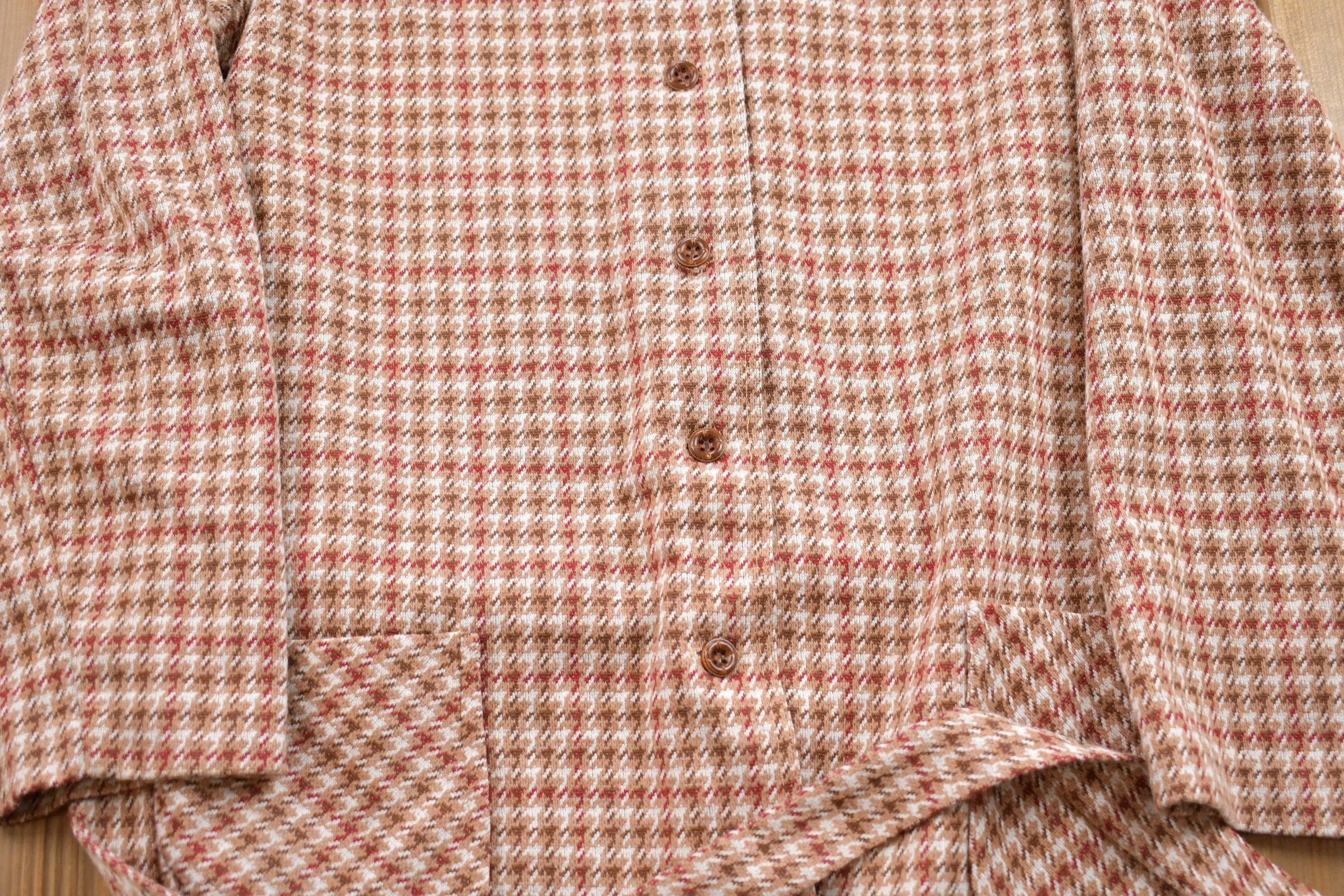 Vintage 1970s Russ Hounds Tooth Button Up Shirt / 1970s Button Up / Vintage Flannel / Plaid Flannel / Casual Shirt / Formal Shirt