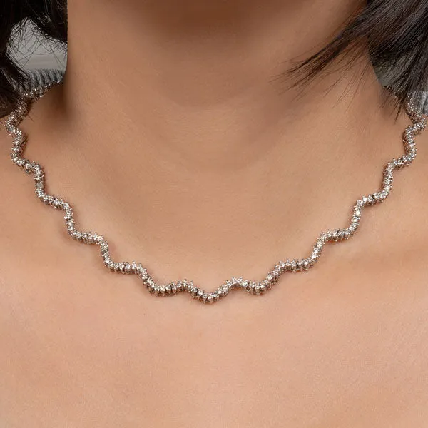 Vintage Diamond Wavy Necklace