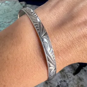 Vintage Silver Patterned Bangle Bracelet