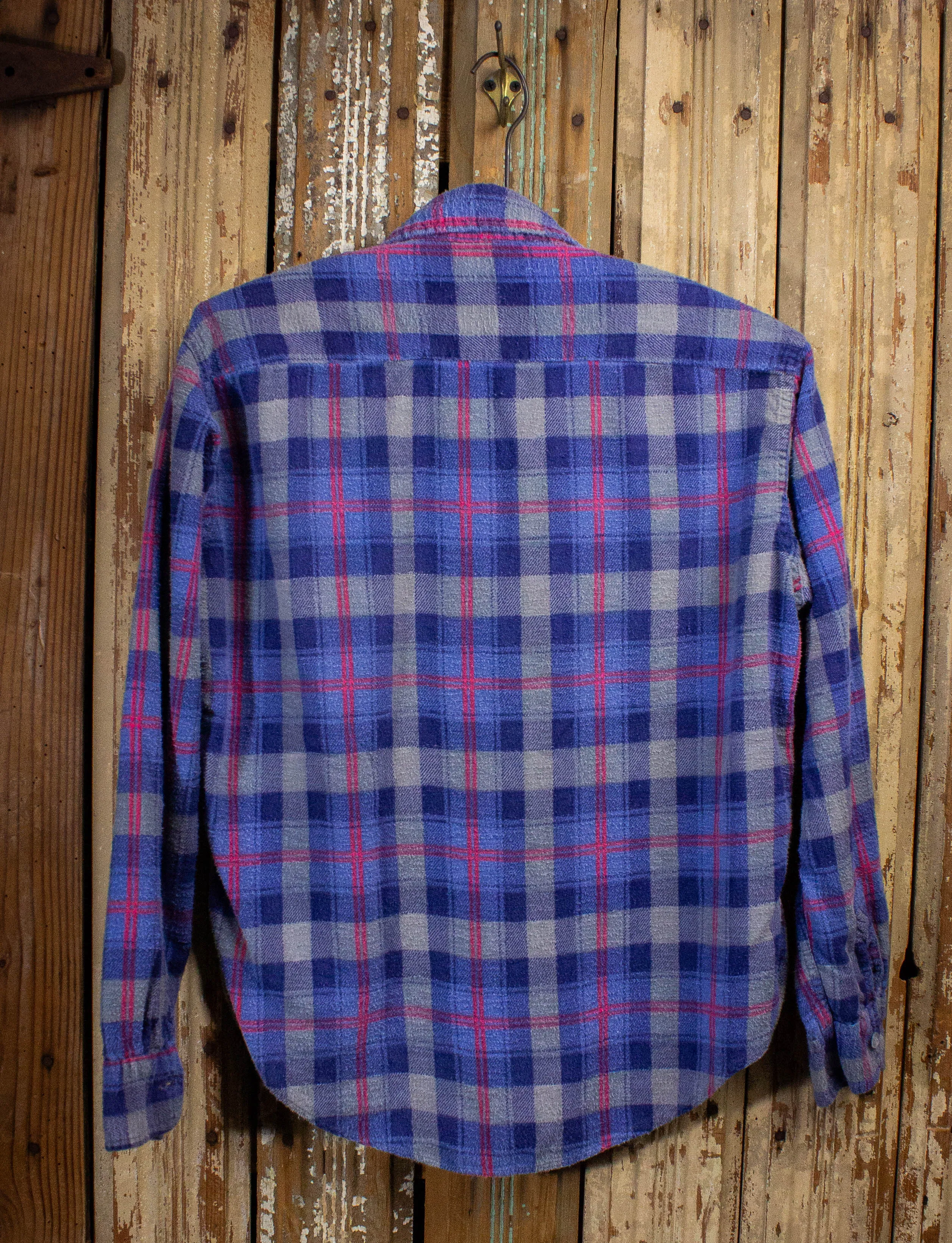 Vintage Val Mark Plaid Flannel Shirt Blue Medium