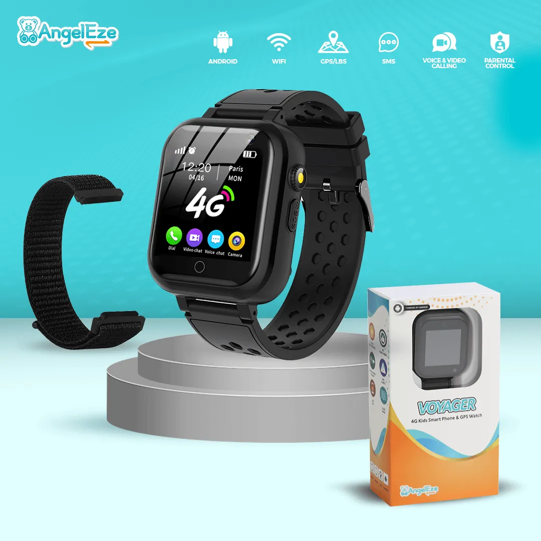 Voyager - Kids 4G LTE Android Smart Watch - 512 RAM   4GB ROM, SMS, Wifi, GPS Tracking and Video Calling - IP67 Water Resistant