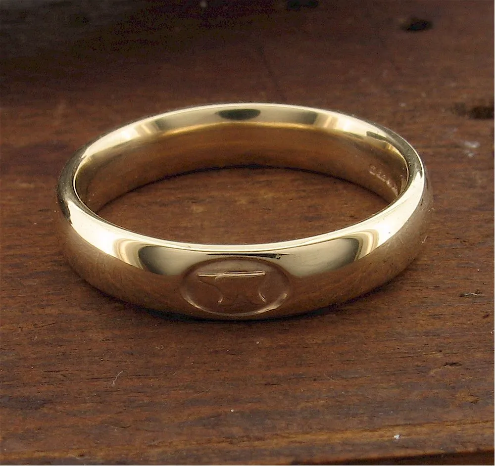 Wedding ring 3mm or 4mm Gretna Anvil narrow womens yellow gold court