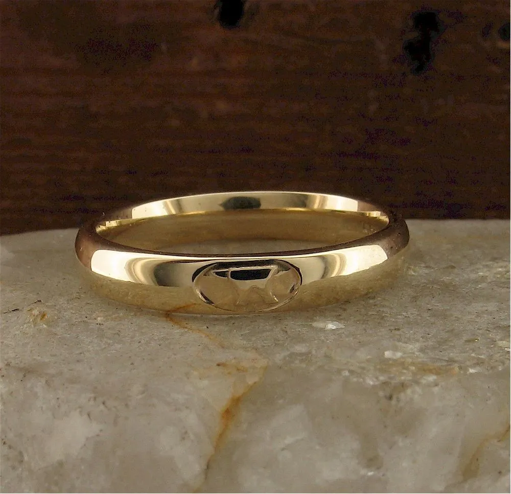 Wedding ring 3mm or 4mm Gretna Anvil narrow womens yellow gold court