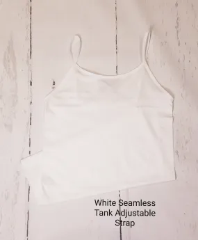 White Long Seamless Adjustable Strap Tank Top