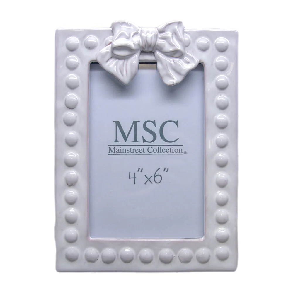 Whitewash Bow 4x6 Picture Frame