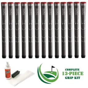 Winn Dri-Tac - 13 piece Golf Grip Kit (with tape, solvent, vise clamp) - GRAY