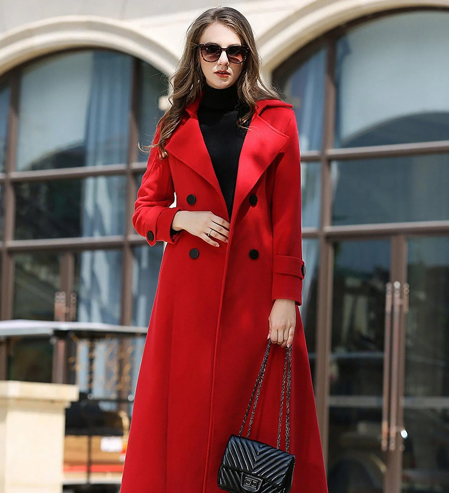 Women Red Wool Long Coat,Custom wool Coat for women Double Breasted Coat Winter Woolen Coat Cashmere Overcoat,Wool Blend Coat,Wool Outerwear