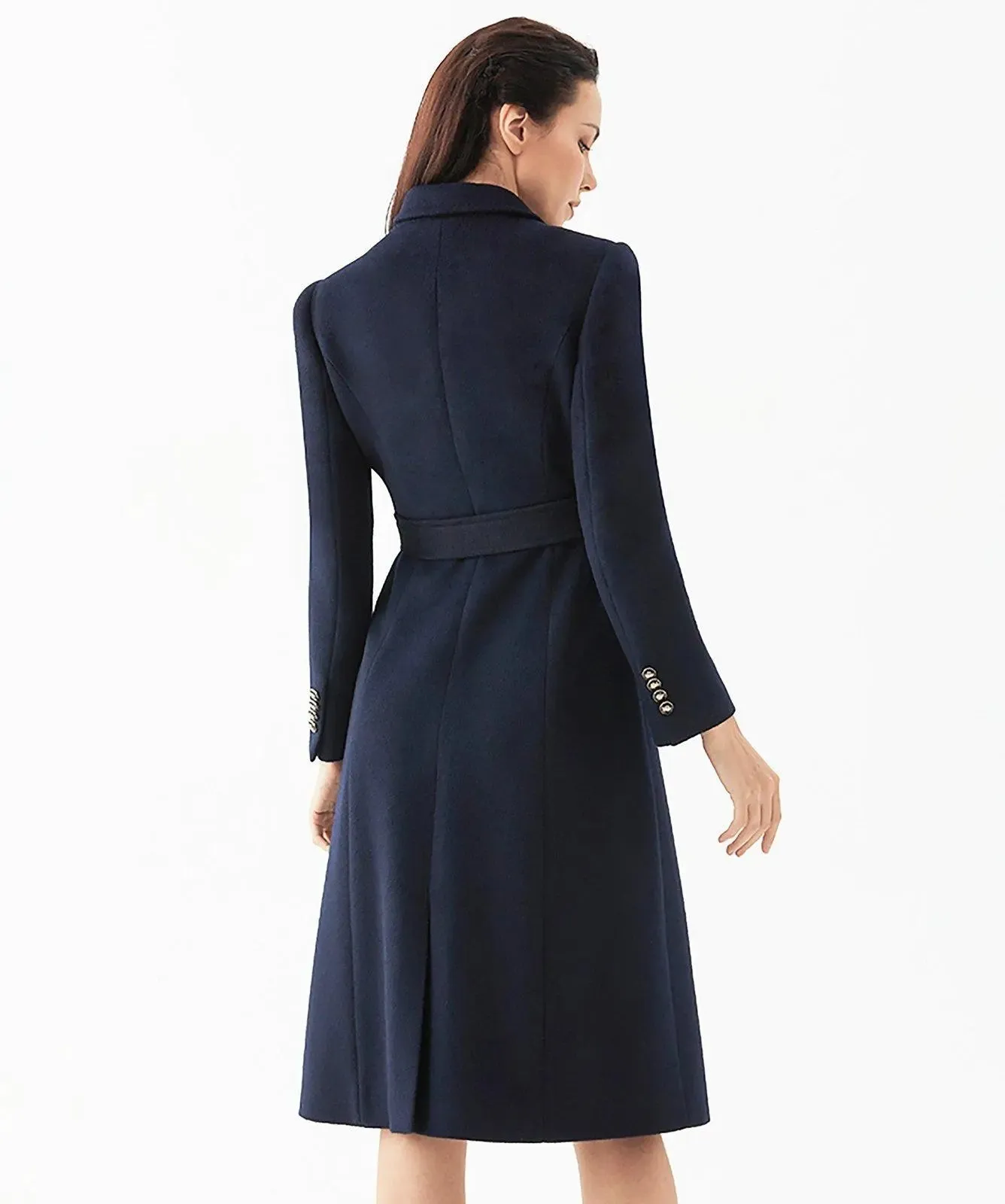 Women Wool Mid-Length Coat,Stewardess business wear,Plus Size Wool Overcoat,Black Wool Coat,Navyblue Wool Trench Coat,Custom Wool Coat Women