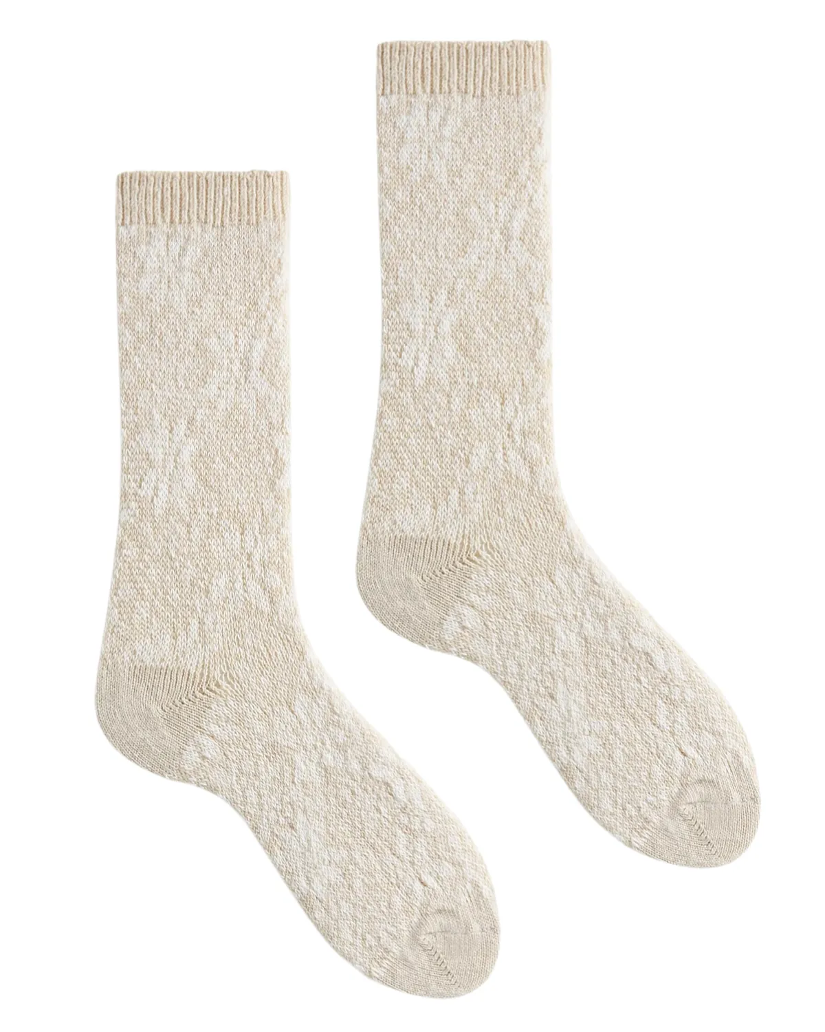 Women's Snowflake Wool Cashmere Crew Socks (Crème)