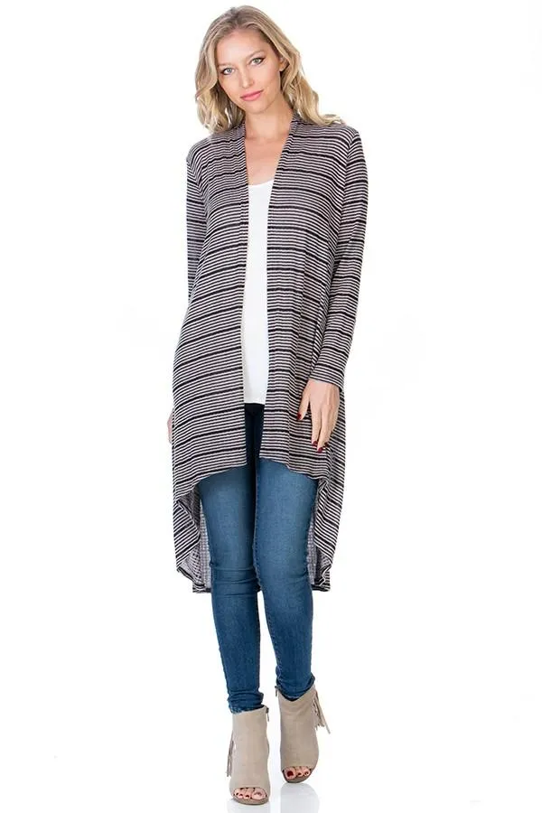 Womens Striped Asymmetric Cardigan Gray/Black Sizes S/M/L