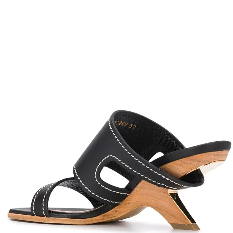 Wood Heel Mule, Black