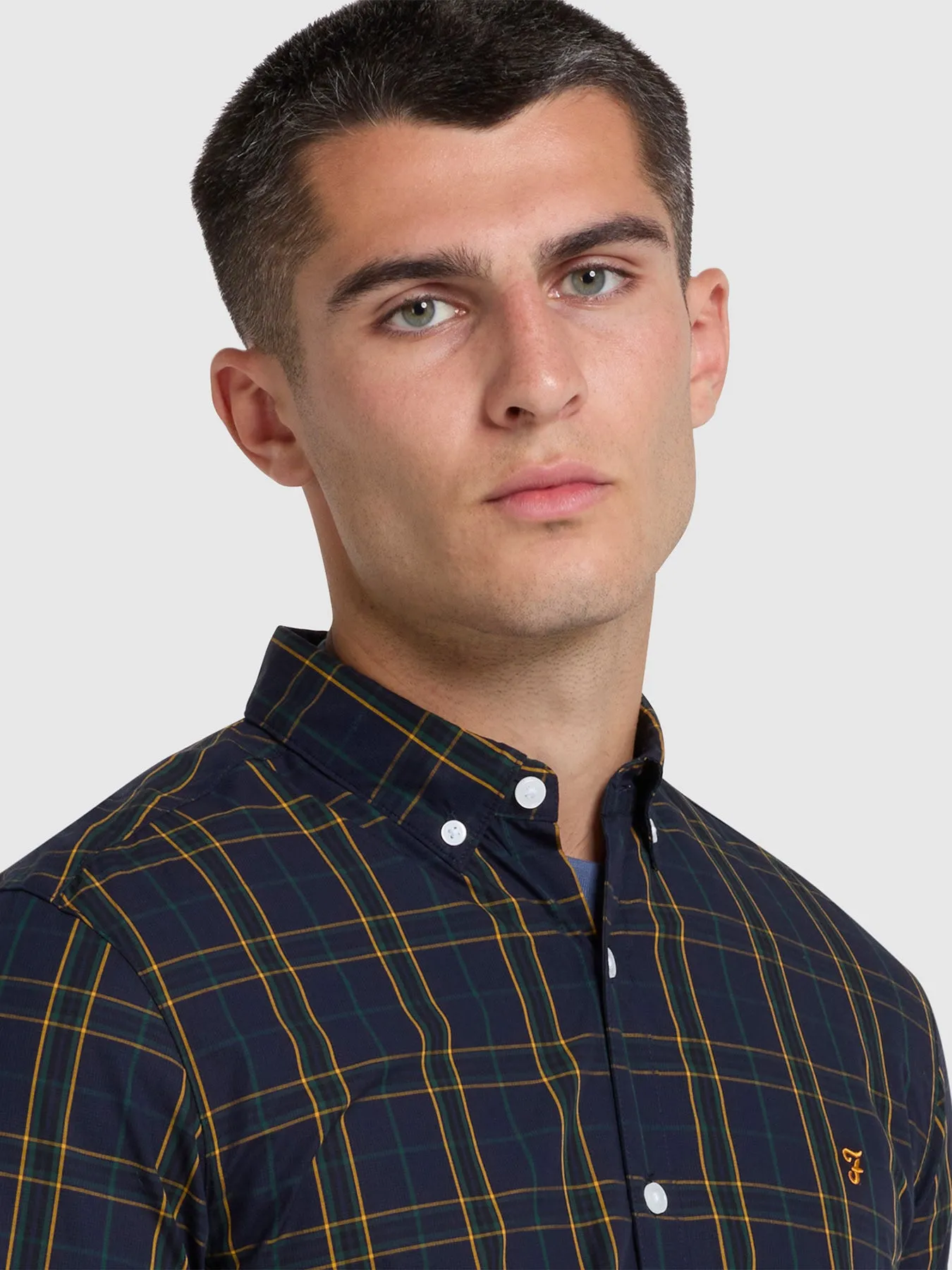 Yorke Slim Fit Organic Cotton Check Long Sleeve Shirt In River Bed