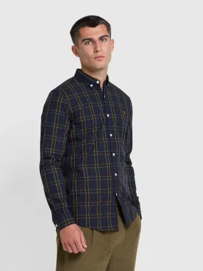 Yorke Slim Fit Organic Cotton Check Long Sleeve Shirt In River Bed